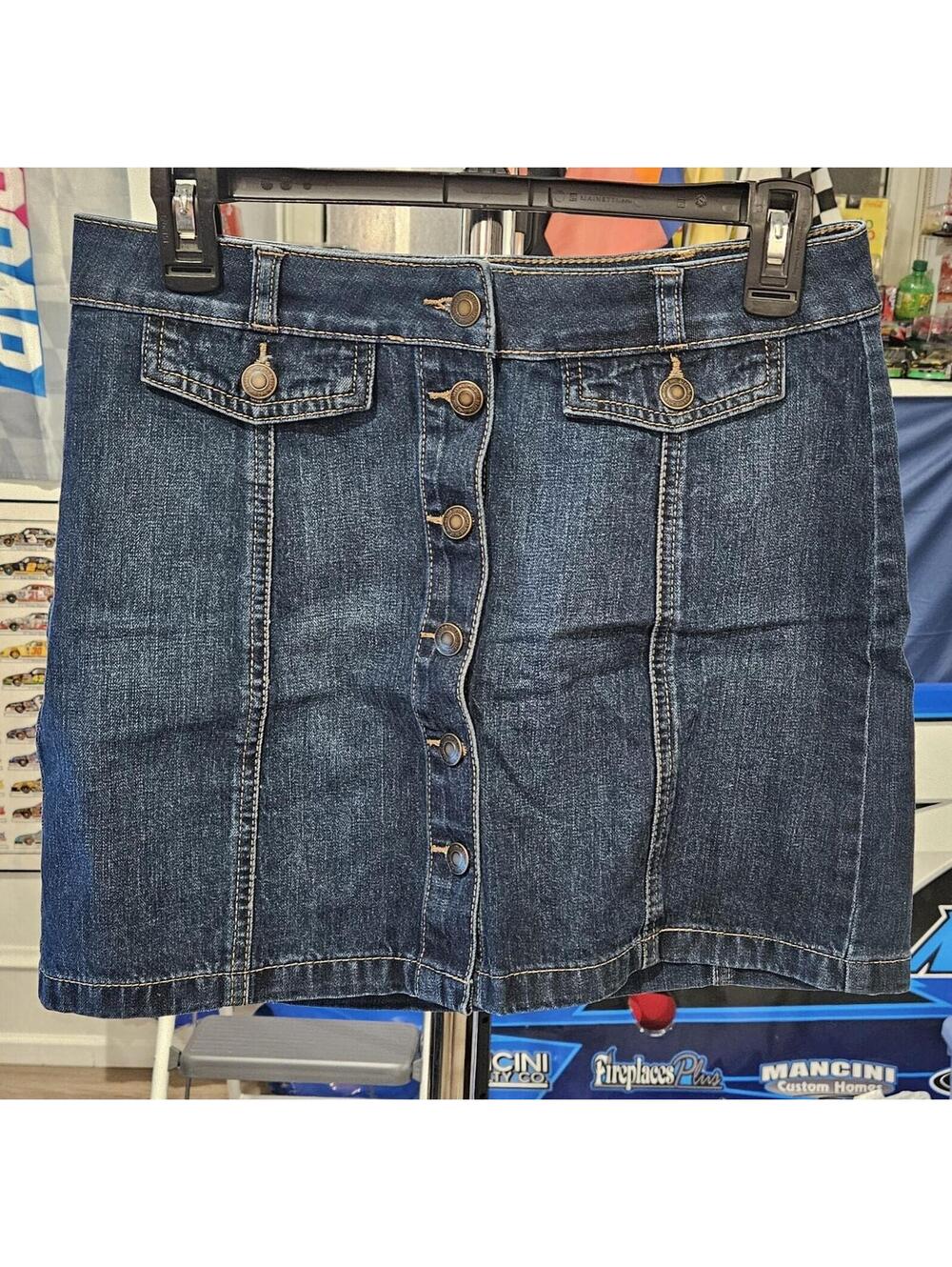 So Button Front Dark Wash Denim Jean Skirt Size 7